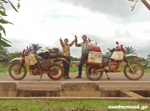 We are on the Equator! Christina's motorcycle is on the northern hemisphere, while mine is on the southern one!